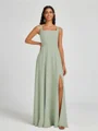 A-line Square Floor-Length Chiffon Bridesmaid Dress