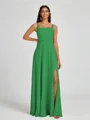 A-line Square Floor-Length Chiffon Bridesmaid Dress