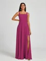 A-line Square Floor-Length Chiffon Bridesmaid Dress