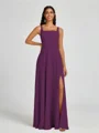 A-line Square Floor-Length Chiffon Bridesmaid Dress