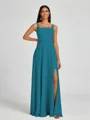 A-line Square Floor-Length Chiffon Bridesmaid Dress