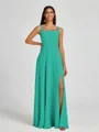 A-line Square Floor-Length Chiffon Bridesmaid Dress