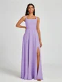 A-line Square Floor-Length Chiffon Bridesmaid Dress
