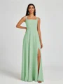 A-line Square Floor-Length Chiffon Bridesmaid Dress