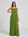 A-line Square Floor-Length Chiffon Bridesmaid Dress