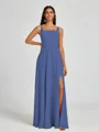 A-line Square Floor-Length Chiffon Bridesmaid Dress