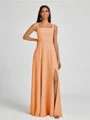 A-line Square Floor-Length Chiffon Bridesmaid Dress