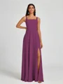 A-line Square Floor-Length Chiffon Bridesmaid Dress