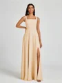 A-line Square Floor-Length Chiffon Bridesmaid Dress