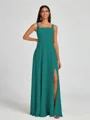 A-line Square Floor-Length Chiffon Bridesmaid Dress
