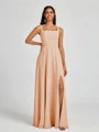 A-line Square Floor-Length Chiffon Bridesmaid Dress