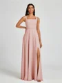 A-line Square Floor-Length Chiffon Bridesmaid Dress