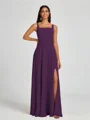 A-line Square Floor-Length Chiffon Bridesmaid Dress