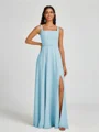 A-line Square Floor-Length Chiffon Bridesmaid Dress
