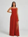 A-line Square Floor-Length Chiffon Bridesmaid Dress