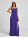 A-line Square Floor-Length Chiffon Bridesmaid Dress