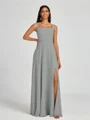 A-line Square Floor-Length Chiffon Bridesmaid Dress