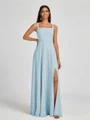 A-line Square Floor-Length Chiffon Bridesmaid Dress