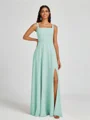 A-line Square Floor-Length Chiffon Bridesmaid Dress