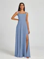 A-line Square Floor-Length Chiffon Bridesmaid Dress