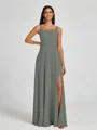 A-line Square Floor-Length Chiffon Bridesmaid Dress