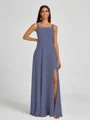 A-line Square Floor-Length Chiffon Bridesmaid Dress