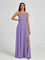 A-line Square Floor-Length Chiffon Bridesmaid Dress