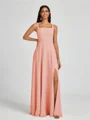 A-line Square Floor-Length Chiffon Bridesmaid Dress