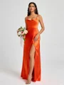A-line Spaghetti Straps Floor-Length Silk Like Satin Bridesmaid Dress