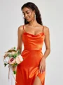 A-line Spaghetti Straps Floor-Length Silk Like Satin Bridesmaid Dress
