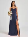 A-line Spaghetti Straps Floor-Length Silk Like Satin Bridesmaid Dress