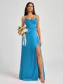 A-line Spaghetti Straps Floor-Length Silk Like Satin Bridesmaid Dress