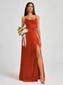 A-line Spaghetti Straps Floor-Length Silk Like Satin Bridesmaid Dress