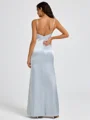 Sheath Spaghetti Straps Floor-Length Silk Like Satin Bridesmaid Dress