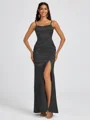 Sheath Spaghetti Straps Floor-Length Silk Like Satin Bridesmaid Dress