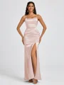 Sheath Spaghetti Straps Floor-Length Silk Like Satin Bridesmaid Dress