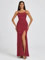 Sheath Spaghetti Straps Floor-Length Silk Like Satin Bridesmaid Dress