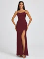 Sheath Spaghetti Straps Floor-Length Silk Like Satin Bridesmaid Dress
