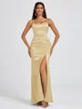 Sheath Spaghetti Straps Floor-Length Silk Like Satin Bridesmaid Dress