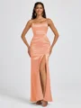 Sheath Spaghetti Straps Floor-Length Silk Like Satin Bridesmaid Dress