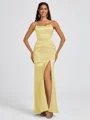 Sheath Spaghetti Straps Floor-Length Silk Like Satin Bridesmaid Dress