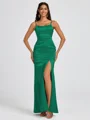 Sheath Spaghetti Straps Floor-Length Silk Like Satin Bridesmaid Dress