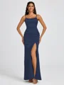 Sheath Spaghetti Straps Floor-Length Silk Like Satin Bridesmaid Dress