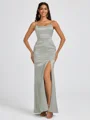 Sheath Spaghetti Straps Floor-Length Silk Like Satin Bridesmaid Dress