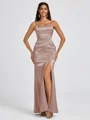 Sheath Spaghetti Straps Floor-Length Silk Like Satin Bridesmaid Dress