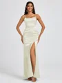 Sheath Spaghetti Straps Floor-Length Silk Like Satin Bridesmaid Dress