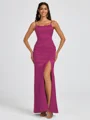 Sheath Spaghetti Straps Floor-Length Silk Like Satin Bridesmaid Dress