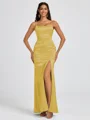 Sheath Spaghetti Straps Floor-Length Silk Like Satin Bridesmaid Dress