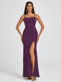 Sheath Spaghetti Straps Floor-Length Silk Like Satin Bridesmaid Dress