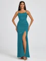 Sheath Spaghetti Straps Floor-Length Silk Like Satin Bridesmaid Dress